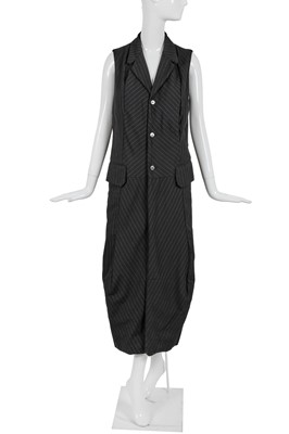 Lot 139 - A Comme des Garçons black pinstriped wool coat-dress, ‘Ultrasimple’ collection, Spring-Summer 1993