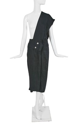 Lot 108 - A Comme des Garçons black linen pinafore skirt, ‘Bias Cutting’ collection, Spring-Summer 1986