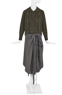 Lot 19 - A Comme des Garçons green and grey cotton ensemble, circa 1980