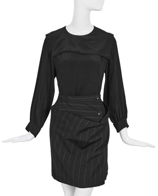 Lot 114 - A Comme des Garçons black wool and silk ensemble, ‘Bonding’ collection, Autumn-Winter 1986-87