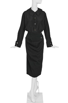Lot 115 - A Comme des Garçons black wool and silk ensemble, ‘Bonding’ collection, Autumn-Winter 1986-87