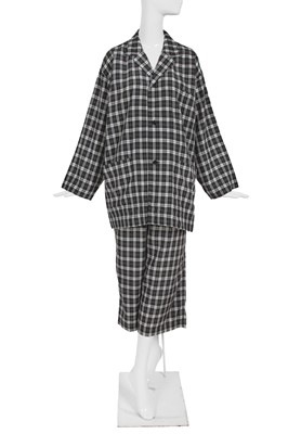 Lot 101 - A Comme des Garçons black and white plaid rayon ensemble, probably ‘Dots, Polyester Pleats’ collection, Autumn-Winter 1985-86