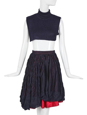 Lot 125 - A Comme des Garçons blue and pink polyester skirt, ‘Frontless, Lamé, Sequins’ collection, Spring-Summer 1988