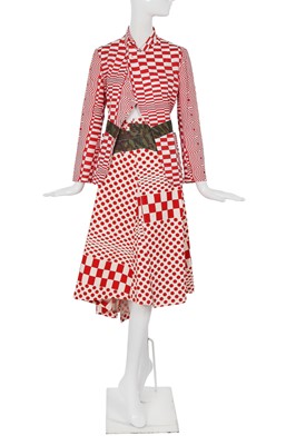 Lot 177 - A Comme des Garçons red and white printed suit, ‘Optical Shock (Volume)’ collection, Spring-Summer 2001
