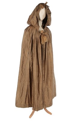 Lot 133 - A rare brown silk padded and hooded cape, late...