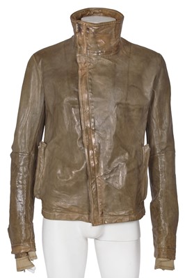 Lot 364 - A Carol Christian Poell men's garment-tanned taupe leather jacket, probably 'Self-Same' collection, 2009
