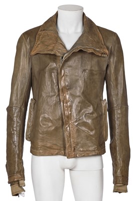 Lot 364 - A Carol Christian Poell men's garment-tanned taupe leather jacket, probably 'Self-Same' collection, 2009
