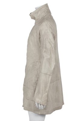 Lot 354 - A Carol Christian Poell men's garment-tanned light grey perforated kangaroo leather coat, '00 Off Scene' collection, Spring-Summer 2008
