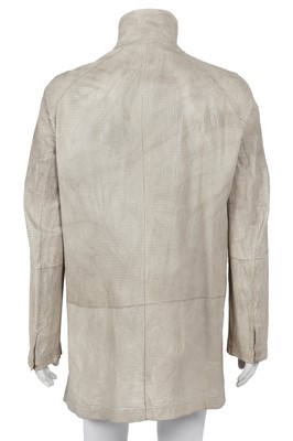 Lot 354 - A Carol Christian Poell men's garment-tanned light grey perforated kangaroo leather coat, '00 Off Scene' collection, Spring-Summer 2008