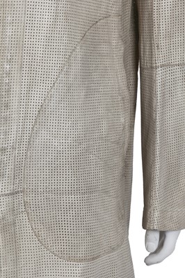 Lot 354 - A Carol Christian Poell men's garment-tanned light grey perforated kangaroo leather coat, '00 Off Scene' collection, Spring-Summer 2008
