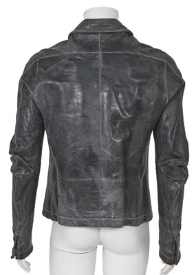 Lot 353 - A Carol Christian Poell men's garment-dyed blue-grey calf leather jacket, '00 Off Scene' collection, Spring-Summer 2008