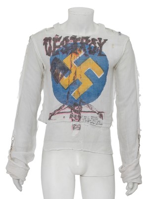 Lot 541 - A Westwood/McLaren Seditionaries printed muslin 'Destroy' top, circa 1977