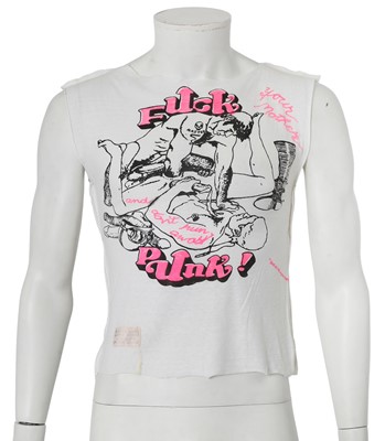 Lot 539 - A Westwood/McLaren Seditionaries printed cotton jersey 'Fuck Your Mother' vest, circa 1977