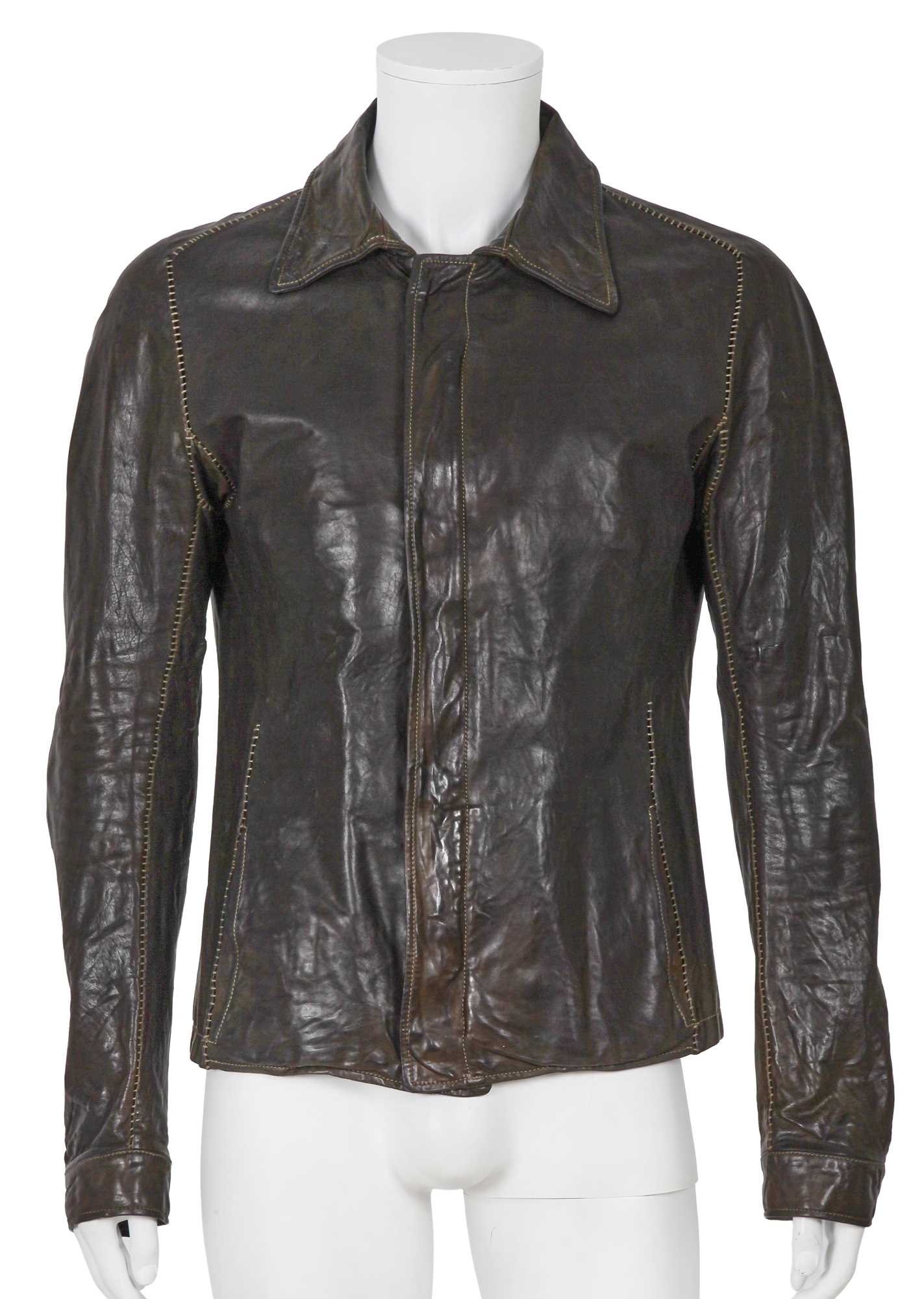 Lot 340 - A Carol Christian Poell men's garment-dyed dark brown calf leather jacket, 'Paranoid' collection, Spring-Summer 2007