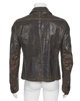 Lot 340 - A Carol Christian Poell men's garment-dyed dark brown calf leather jacket, 'Paranoid' collection, Spring-Summer 2007