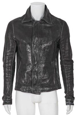 Lot 333 - A Carol Christian Poell men's garment-dyed black deer leather jacket, 'B-Sides' collection, Autumn-Winter 2006-07