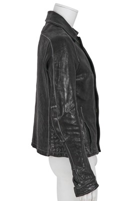 Lot 333 - A Carol Christian Poell men's garment-dyed black deer leather jacket, 'B-Sides' collection, Autumn-Winter 2006-07