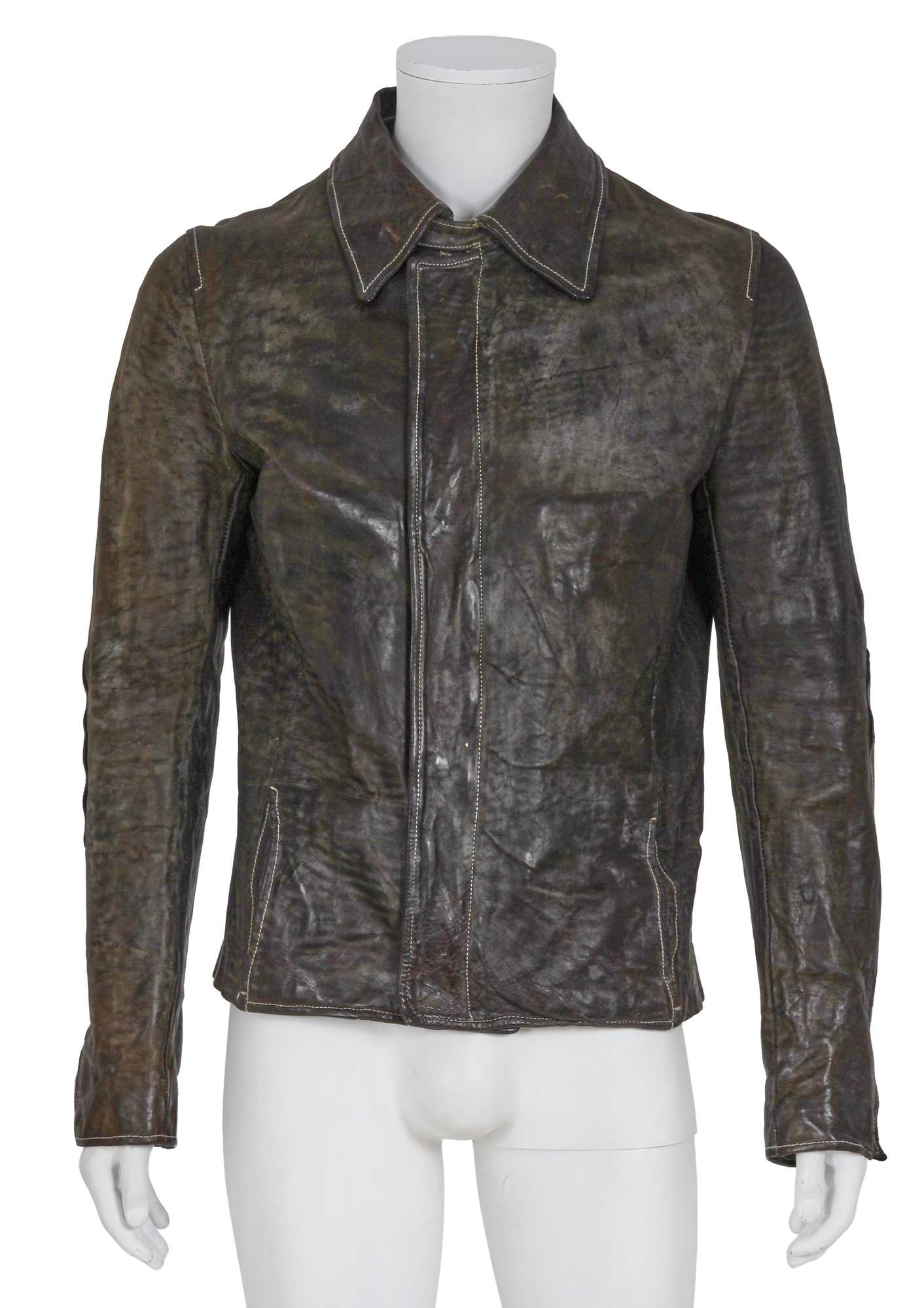 Lot 332 - A Carol Christian Poell men's garment-dyed brown leather jacket, 'B-Sides' collection, Autumn-Winter 2006-07