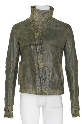 Lot 362 - A Carol Christian Poell men's garment-tanned olive green leather jacket, probably 'Self-Same' collection, 2009