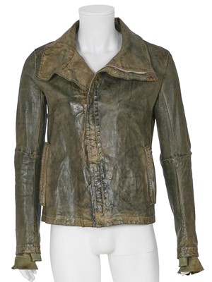 Lot 362 - A Carol Christian Poell men's garment-tanned olive green leather jacket, probably 'Self-Same' collection, 2009