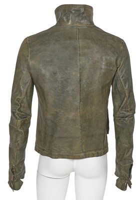 Lot 362 - A Carol Christian Poell men's garment-tanned olive green leather jacket, probably 'Self-Same' collection, 2009