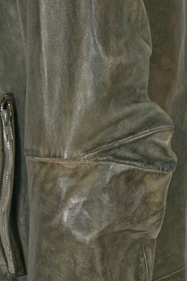 Lot 362 - A Carol Christian Poell men's garment-tanned olive green leather jacket, probably 'Self-Same' collection, 2009