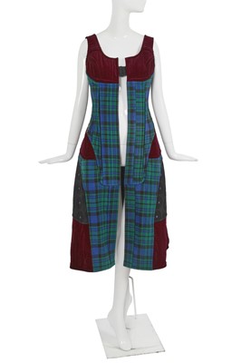 Lot 179 - A Comme des Garçons burgundy velvet and tartan wool dress, ‘Beyond Taboo’ collection, Autumn-Winter 2001-02
