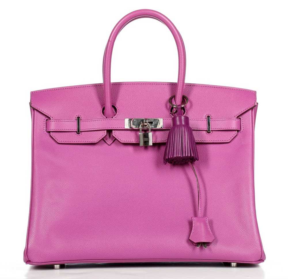 Lot 9 - An Hermès cyclamen-pink togo leather Birkin,...
