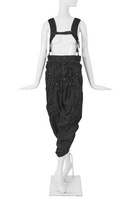 Lot 231 - A pair of Junya Watanabe/Comme des Garçons black cotton salopettes, Spring-Summer 2003