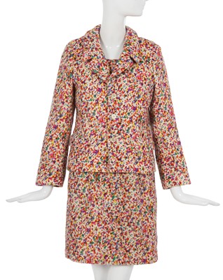 Lot 135 - A Comme des Garçons multicoloured splatter print wool dress and jacket, ‘Chic Punk’ collection, Autumn-Winter 1991-92