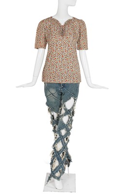 Lot 230 - A Junya Watanabe/Comme des Garçons denim and printed cotton ensemble, Spring-Summer 2002