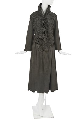 Lot 232 - A Junya Watanabe/Comme des Garçons grey shirred cotton dress, Autumn-Winter 2002-03