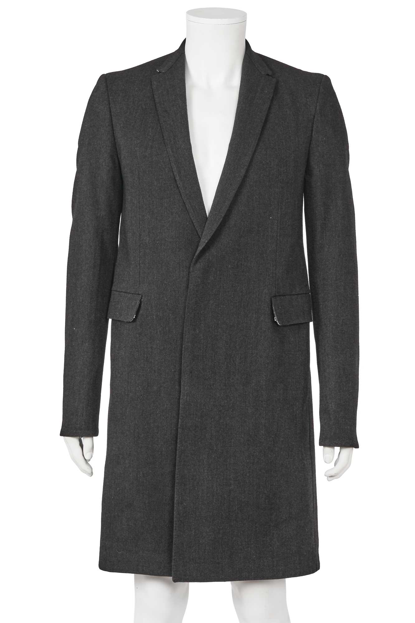 Lot 367 - A Carol Christian Poell men's charcoal wool-blend 'Self-Edge' coat, 'Self-Same' collection, 2009