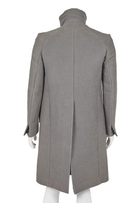 Lot 366 - A Carol Christian Poell men's grey wool-ramie blend coat, 'Self-Same' collection, 2009