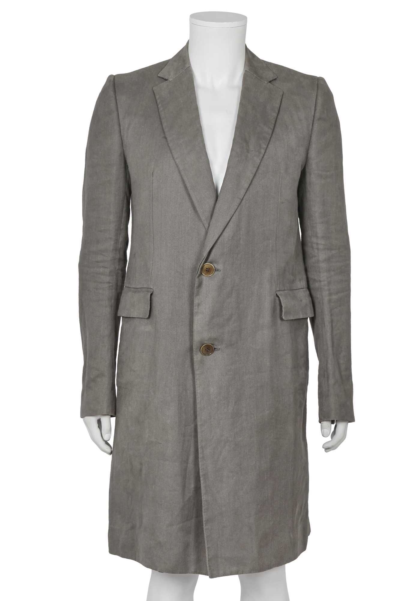 Lot 334 - A Carol Christian Poell men's grey brushed ramie coat, 'B-Sides' collection, Autumn-Winter 2006-07