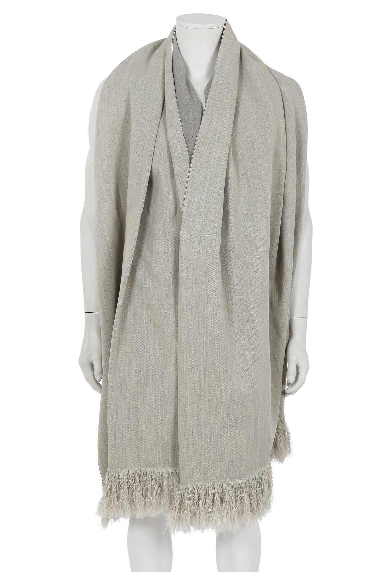 Lot 374 - A Carol Christian Poell men's light grey wool 'Self-edge' metre scarf, 'Dead End' collection, 2010
