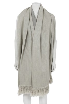 Lot 374 - A Carol Christian Poell men's light grey wool 'Self-edge' metre scarf, 'Dead End' collection, 2010