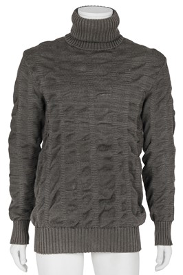 Lot 349 - A Carol Christian Poell men's dark grey ramie turtleneck sweater, 'Disjointed' collection, Autumn-Winter 2007-08