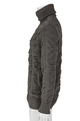 Lot 349 - A Carol Christian Poell men's dark grey ramie turtleneck sweater, 'Disjointed' collection, Autumn-Winter 2007-08