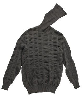 Lot 349 - A Carol Christian Poell men's dark grey ramie turtleneck sweater, 'Disjointed' collection, Autumn-Winter 2007-08