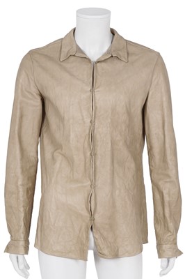 Lot 414 - A Carpe Diem men's beige leather shirt, Spring-Summer 2005