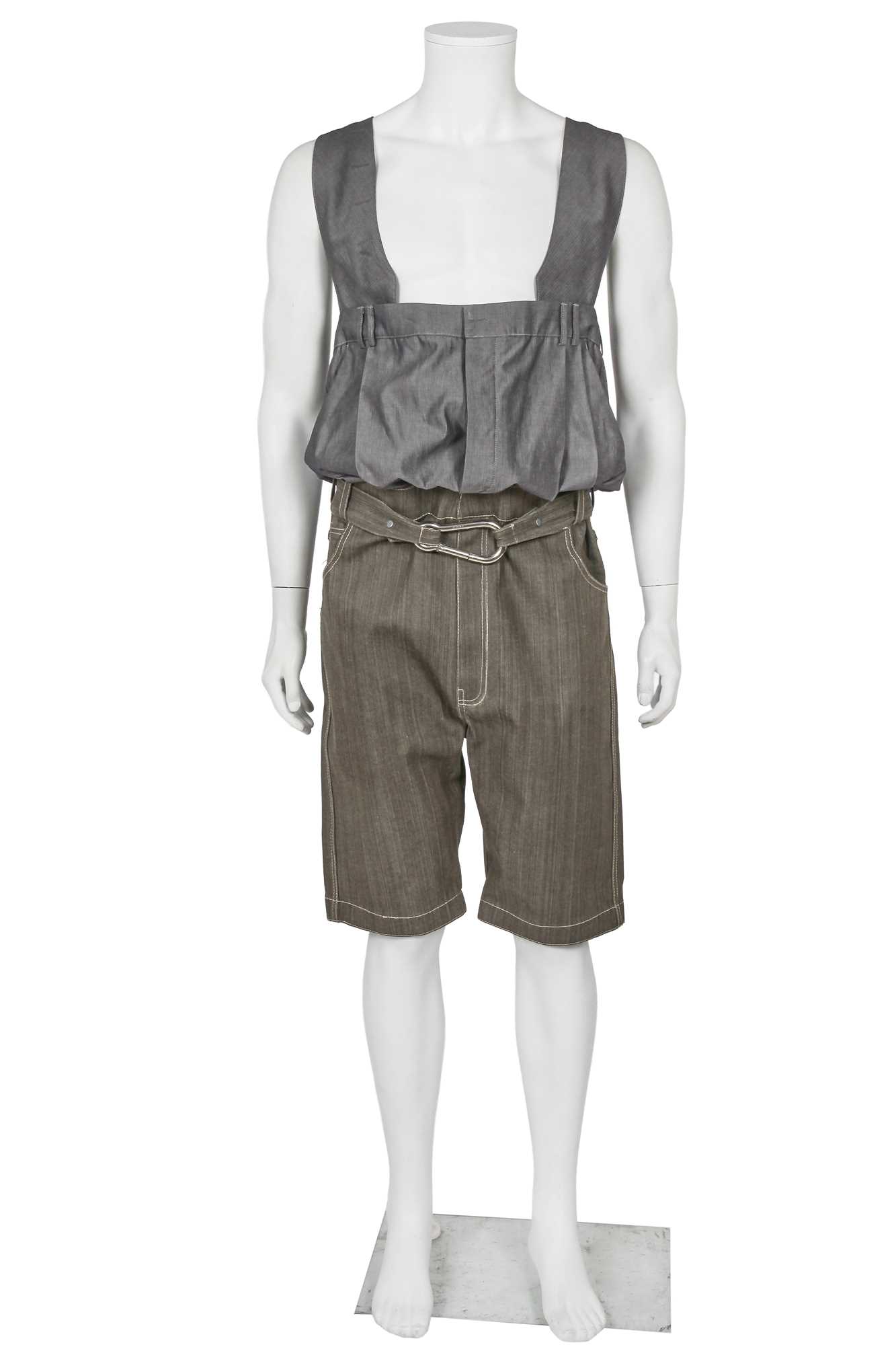 Lot 327 - A rare and early pair of Demna Gvasalia silk-blend and cotton overalls, graduate degree show, 2006
