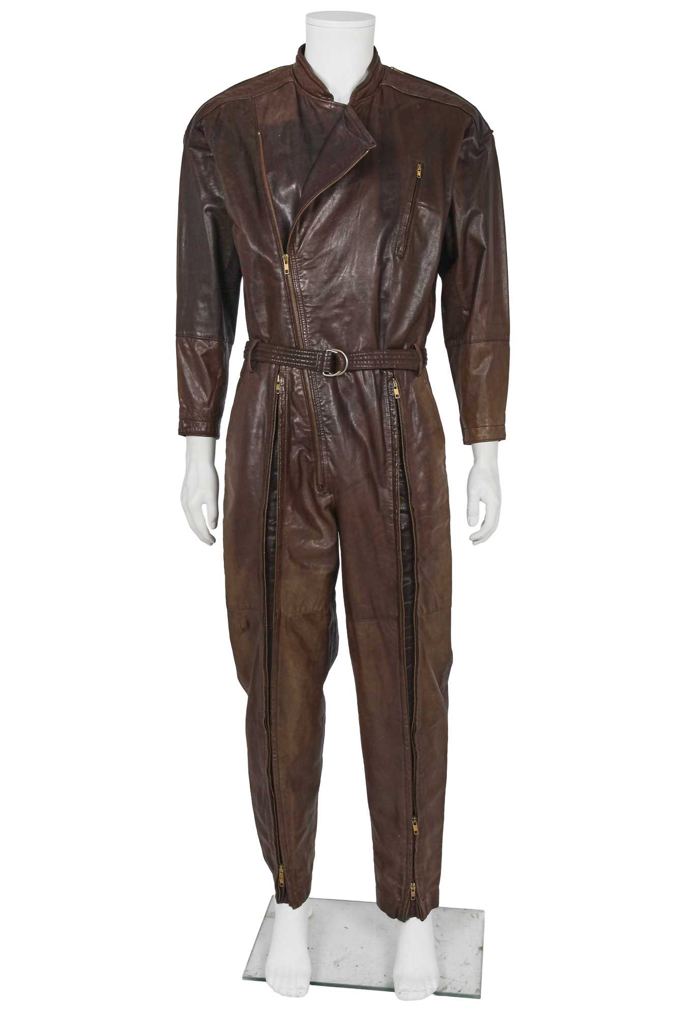80s Issey Miyake Archive Men’s Jumpsuit Lot 481 - An Issey Miyake men's brown leather jumpsuit,
