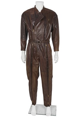 Lot 481 - An Issey Miyake men's brown leather jumpsuit, 1981