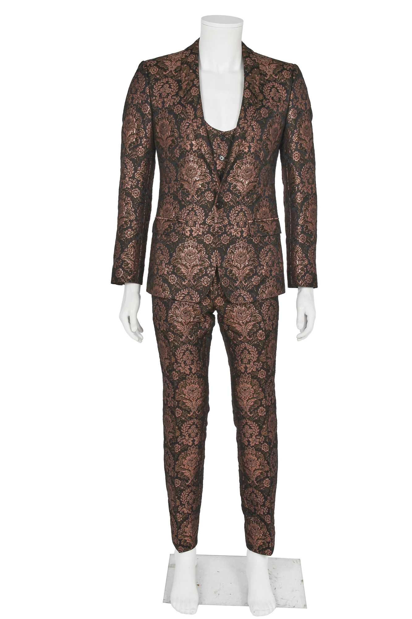 Lot 303 - A Dolce & Gabbana men's brocaded lurex three-piece-suit, circa 2019