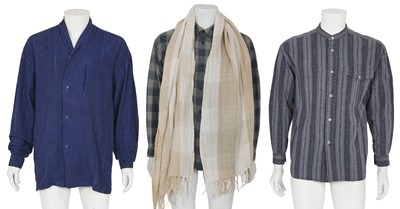 Lot 477 - Three Issey Miyake men's shirts and a scarf, 1980s