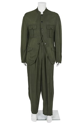 Lot 486 - A Yohji Yamamoto men's green rayon ensemble, circa 1985