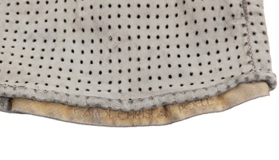 Lot 355 - A pair of Carol Christian Poell men's light grey perforated leather gloves, '00 Off Scene' collection, Spring-Summer 2008