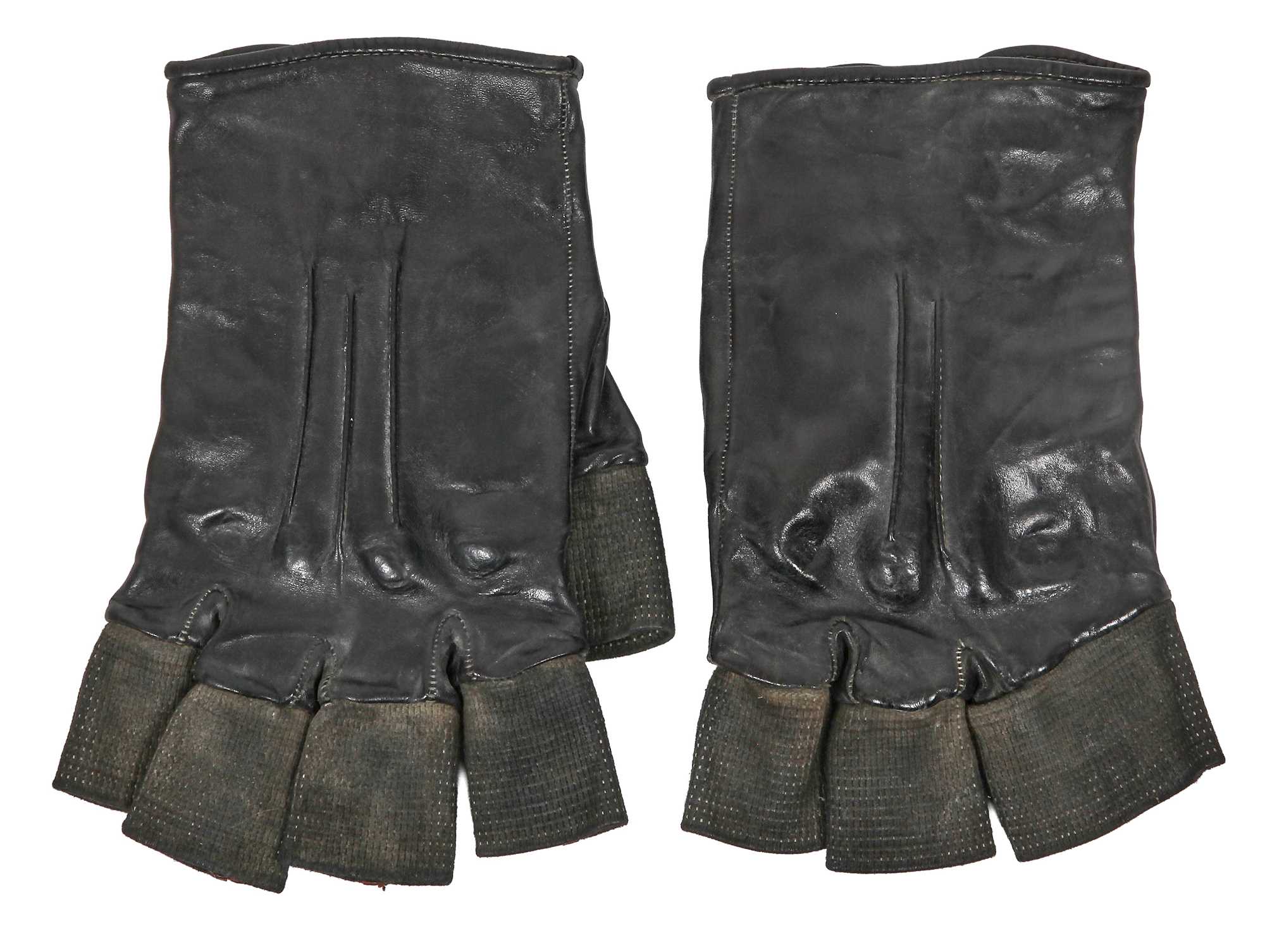 Lot 394 - A pair of Carol Christian Poell men's black leather 'disparate' fingercuff gloves, 2000s