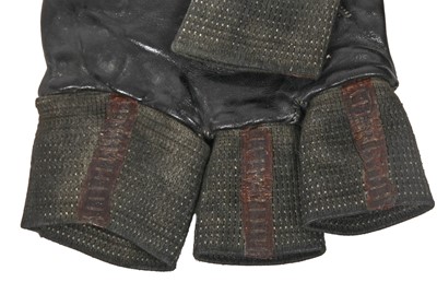 Lot 394 - A pair of Carol Christian Poell men's black leather 'disparate' fingercuff gloves, 2000s